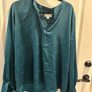 Ava & Viv Women’s Plus Size 2X Teal Long-Sleeve Blouse